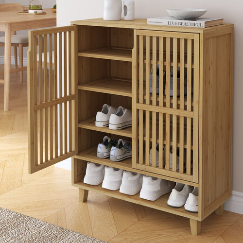 Szafka na buty Sirgerg 91x72x35 cm bambus naturalny [en.casa]