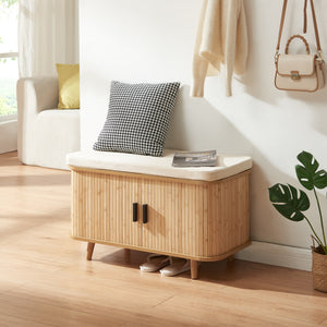 Szafka na buty z poduszką do siedzenia Tvedestrand 50x80x40 cm bambus/beżowy [en.casa]