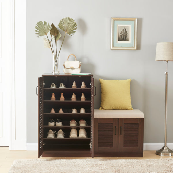 Løten szafka na buty z ławką 120x36x97 cm wenge [en.casa]