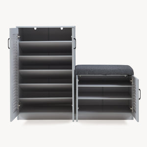 Szafka na buty Løten z ławką 120x36x97 cm Szara [en.casa]