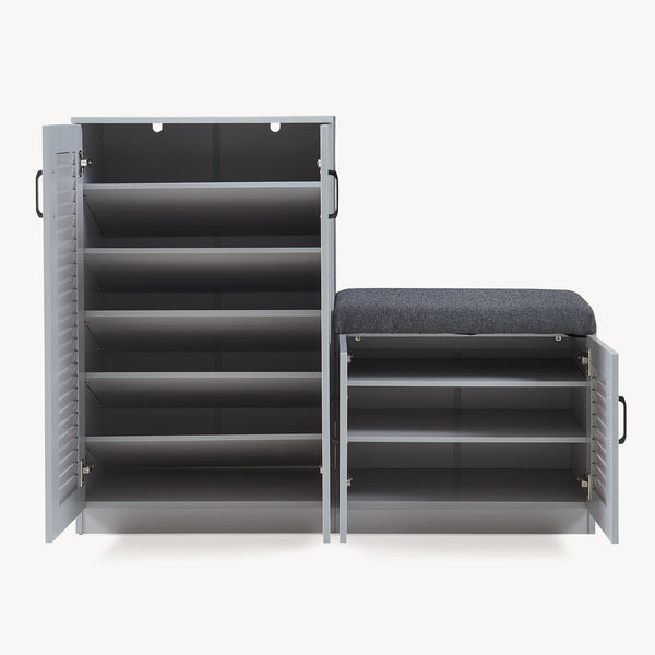 Szafka na buty Løten z ławką 120x36x97 cm Szara [en.casa]