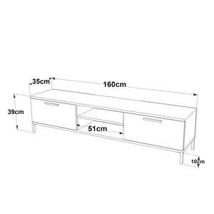 Stolik RTV Lempäälä z 2 półkami 160 x 35 x 39 cm w różnych kolorach [en.casa]