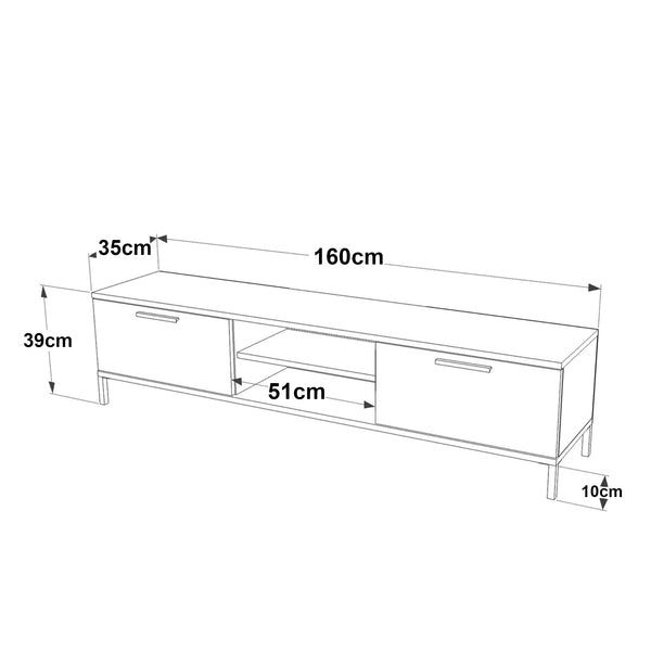 Stolik RTV Lempäälä z 2 półkami 160 x 35 x 39 cm w różnych kolorach [en.casa]