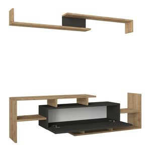 Szafka RTV Liksefte z półką ścienną 154x28x42 cm [en.casa]