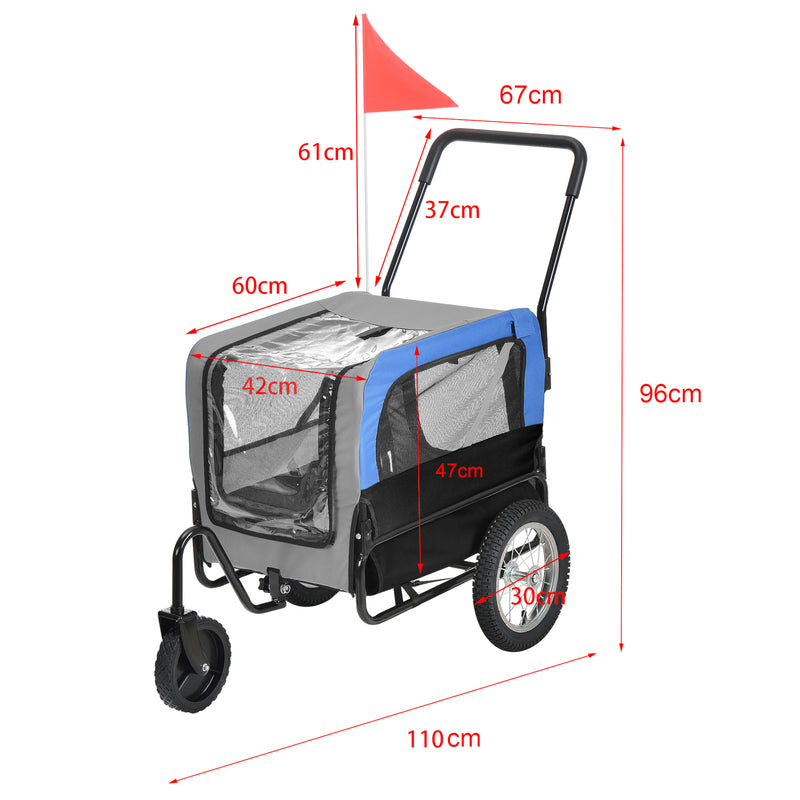 Szkic wymiarowy Przyczepka rowerowa Max. 20 kg do transportu psa Odporna na warunki atmosferyczne pro.tec