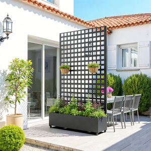 Przegroda Toma z donicą na kwiaty ze stali 190x82x38 cm czarna [casa.pro]