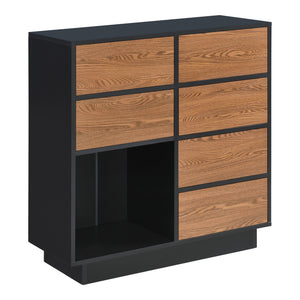 Szafka boczna Krokom 88x80x30 cm czarna/ciemne drewno en.casa