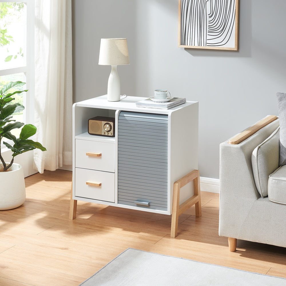 Kvaefjord kredens z drzwiczkami tamburowymi biały/szary [en.casa]