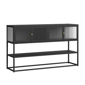 Sideboard Säkylä z 4 szklanymi drzwiami 150x38x90 cm stal [en.casa]