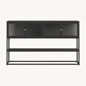 Sideboard Säkylä z 4 szklanymi drzwiami 150x38x90 cm stal [en.casa]