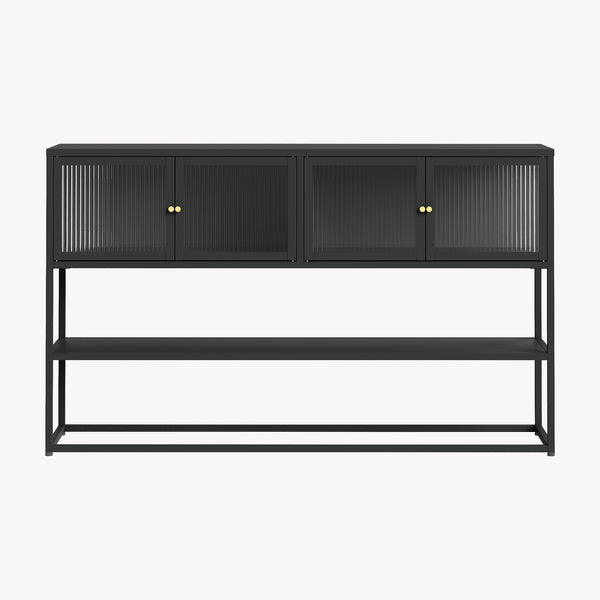Sideboard Säkylä z 4 szklanymi drzwiami 150x38x90 cm stal [en.casa]