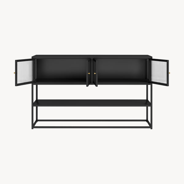 Sideboard Säkylä z 4 szklanymi drzwiami 150x38x90 cm stal [en.casa]