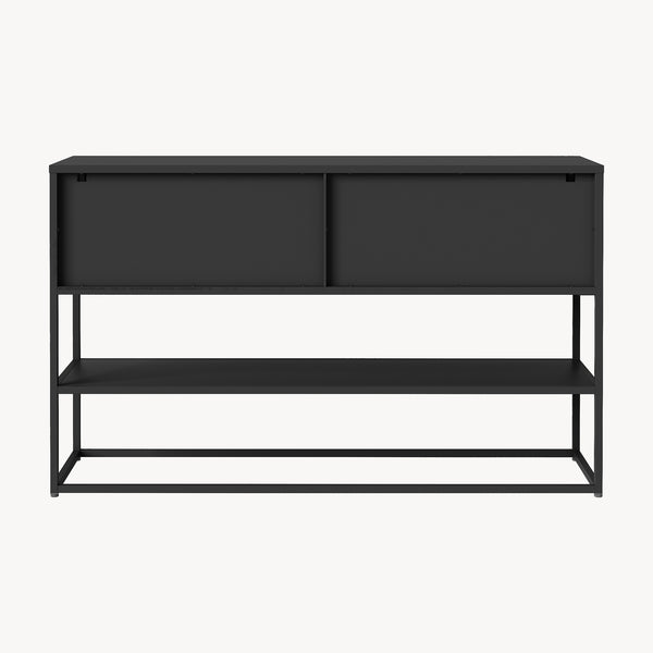 Sideboard Säkylä z 4 szklanymi drzwiami 150x38x90 cm stal [en.casa]