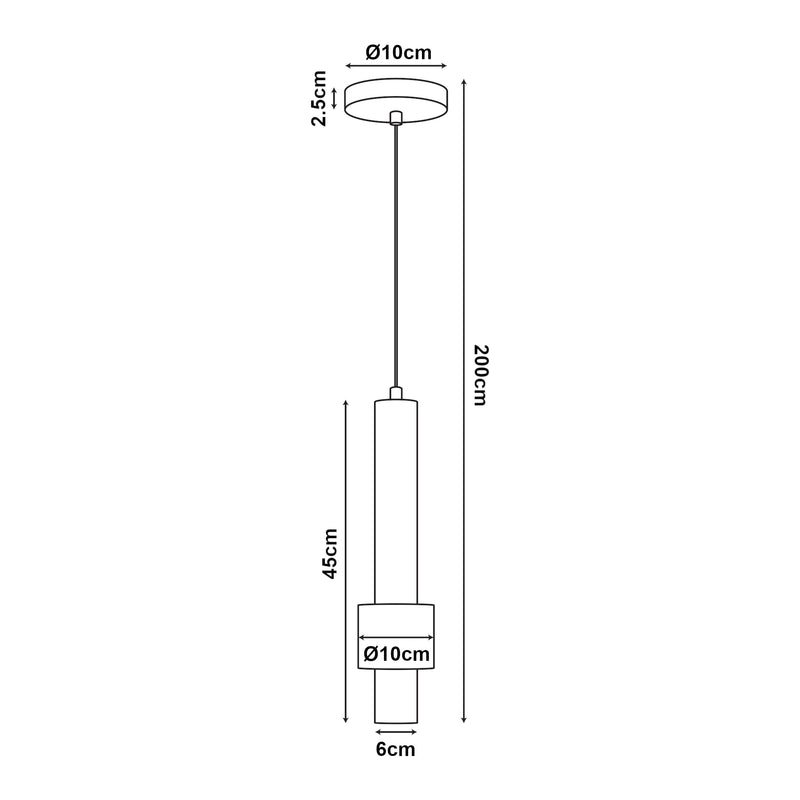Szkic wymiarowy Metalowa lampa wisząca Lulled [lux.pro]