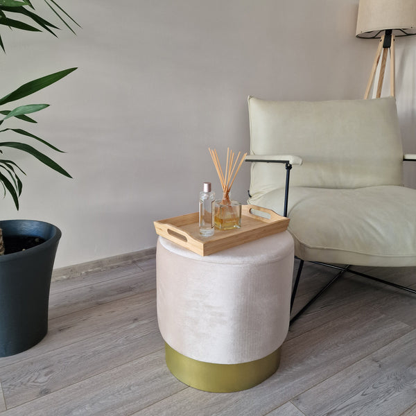 Taboret Larvik 40x40 cm aksamitny [en.casa]