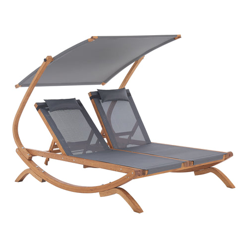 Leżanka podwójna Karystos 197x156x144cm Ciemnoszary [en.casa]