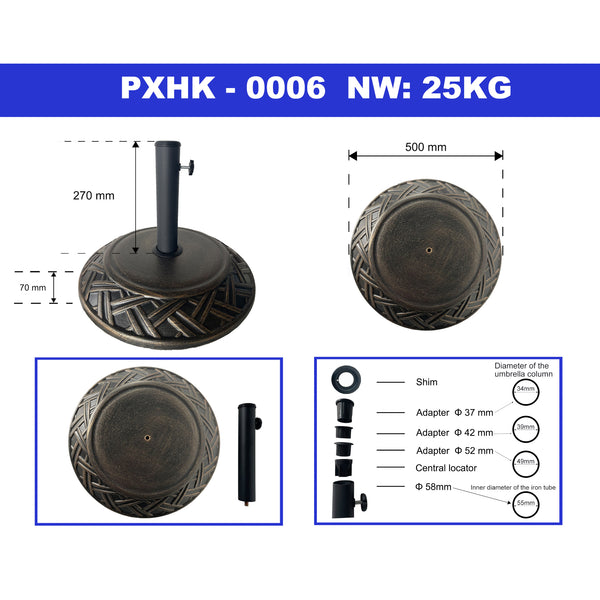 Stojak na parasol Bisegna betonowy Ø50x7cm 25 kg [casa.pro]