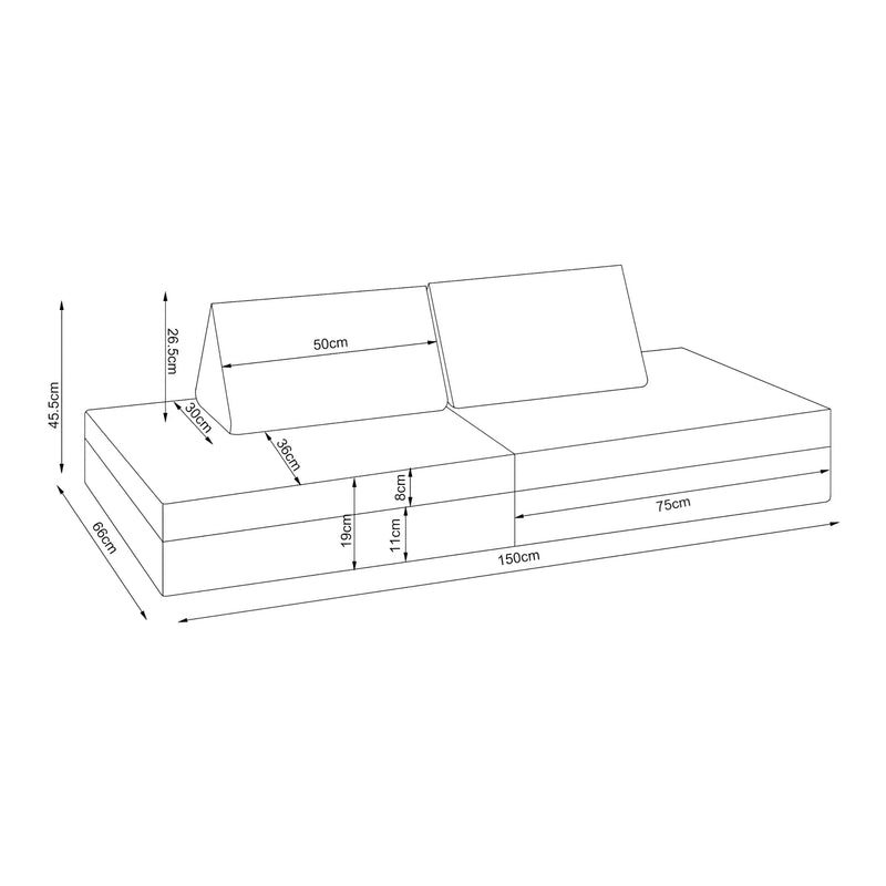 Szkic wymiarowy Sofa do zabawy Norhulta [en.casa]