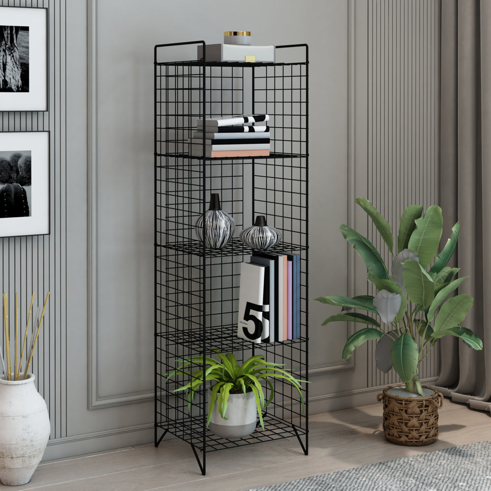 Półka kratowa Jægerspris metal czarny różne rozmiary Rozmiary [en.casa]