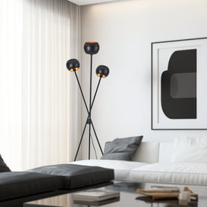 Stehlampe Nykvarn 3 - flammig Schwarz / Goldfarben [lux.pro] - premiumXL