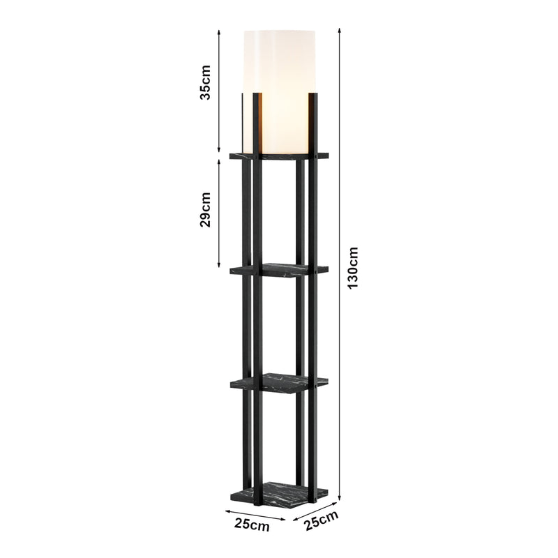 Szkic wymiarowy Lampa podłogowa Stourbridge z półkami w różnych kolorach. kolory [lux.pro]