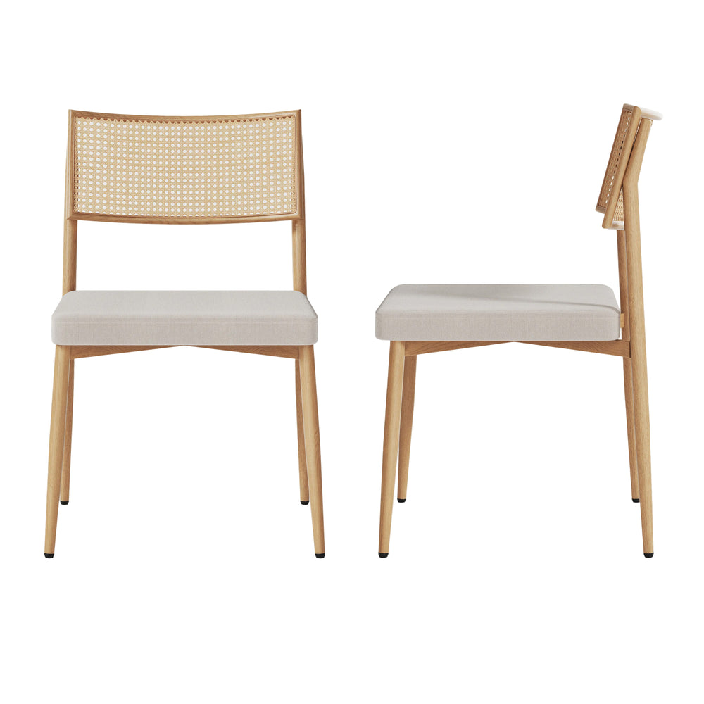 Zestaw krzeseł do jadalni Jördfjok tkanina w optyce rattanu/beżowy [en.casa]