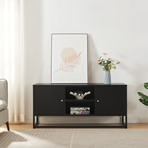 Szafka pod telewizor Janakkala stal czarna [en.casa]