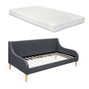 Łóżko dzienne 90x200 cm z materacem z zimnej pianki lub bez ciemnoszare en.casa