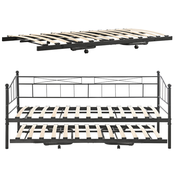 Łóżko metalowe Skutskär z materacem 90x200cm w różnych kolorach en.casa