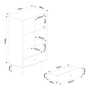 Regał z szufladą Reyljand [en.casa]