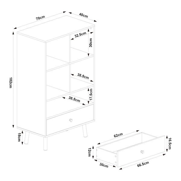 Regał z szufladą Reyljand [en.casa]