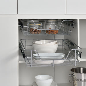 Zestaw 2 szuflad teleskopowych w różnych rozmiarach Rozmiary Stal Srebrny [en.casa]