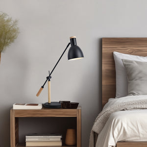 Tischleuchte Watford Schwarz / Holzfarben [lux.pro] - premiumXL