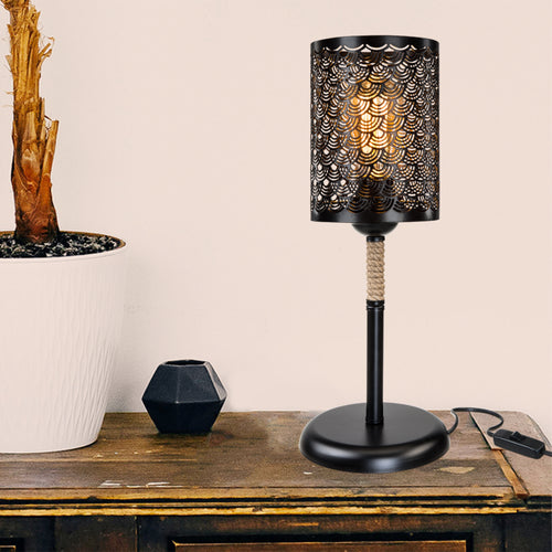 Lampa stołowa Filton E27 metalowa lina jutowa czarna / kolory juty [lux.pro]