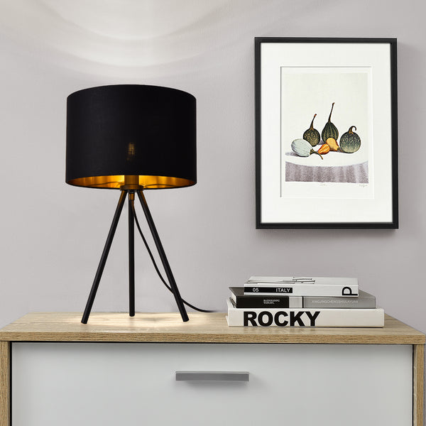 Lampa stołowa Metz Max 40W z abażurem z tkaniny i metalowymi nóżkami lux.pro