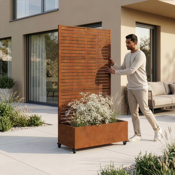 Przegroda Nodepp z donicą na kwiaty ze stali [casa.pro]
