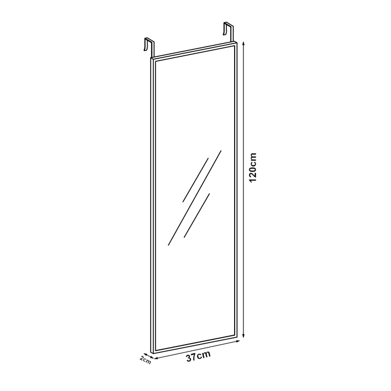 Szkic wymiarowy Lustro drzwiowe Lesina z aluminiową ramą 120x37cm [en.casa]