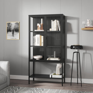 Gablota Borshavisa stalowa 2-drzwiowa 160x80x35 cm czarna [en.casa]