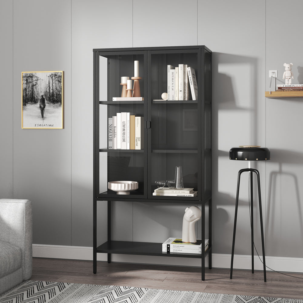 Gablota Borshavisa stalowa 2-drzwiowa 160x80x35 cm czarna [en.casa]