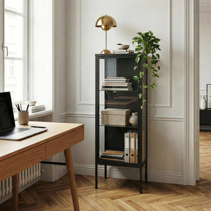 Witryna Borshavisa 116x34x30 cm stal czarna [en.casa]