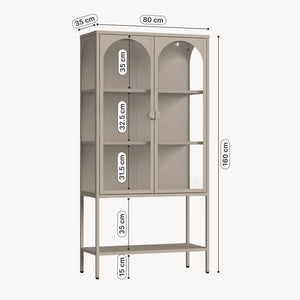Witryna Klippestad stalowa 160x80x35 cm ciepły szary [en.casa]