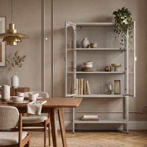 Witryna Klippestad stalowa 160x80x35 cm ciepły szary [en.casa]