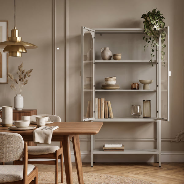 Witryna Klippestad stalowa 160x80x35 cm ciepły szary [en.casa]