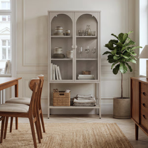 Witryna Klippestad stalowa 160x80x35 cm ciepły szary [en.casa]