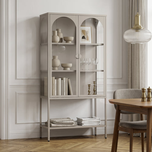 Witryna Klippestad stalowa 160x80x35 cm ciepły szary [en.casa]
