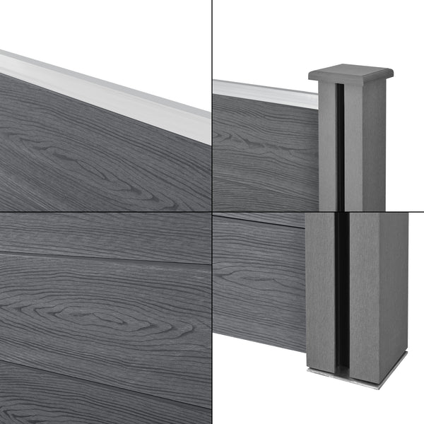 Ogrodzenie ogrodowe Getafe WPC ze słupkami w różnych kolorach. Kolory new.wood