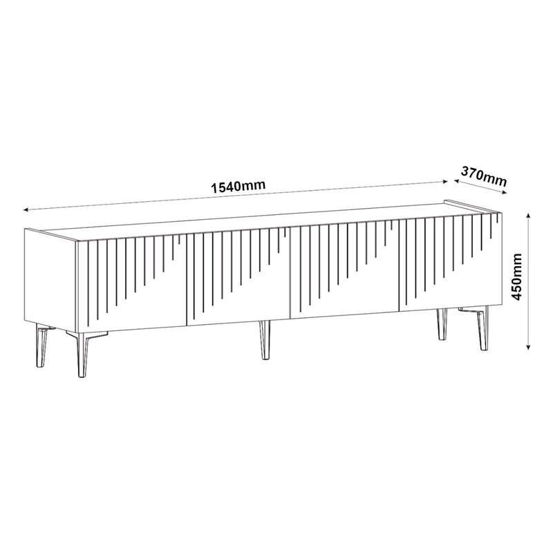 Szkic wymiarowy Stolik pod telewizor Oppdal 154x37x45cm [en.casa]