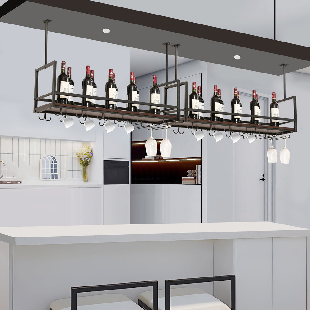 Stojak na wino z uchwytem na kieliszki Borejle [en.casa]