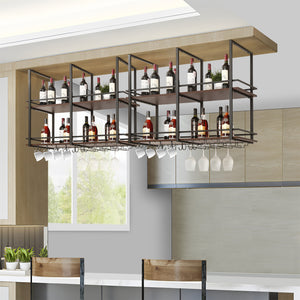 Stojak na wino Hubro w kolorze czarnym/orzechowym [en.casa]