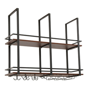 Stojak na wino Hubro w kolorze czarnym/orzechowym [en.casa]